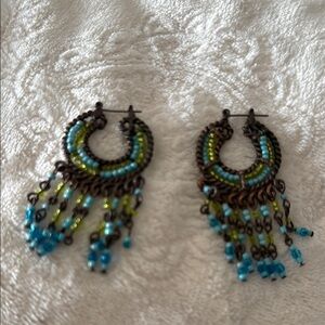 Bohemian Beaded Earrings in Blue and Green